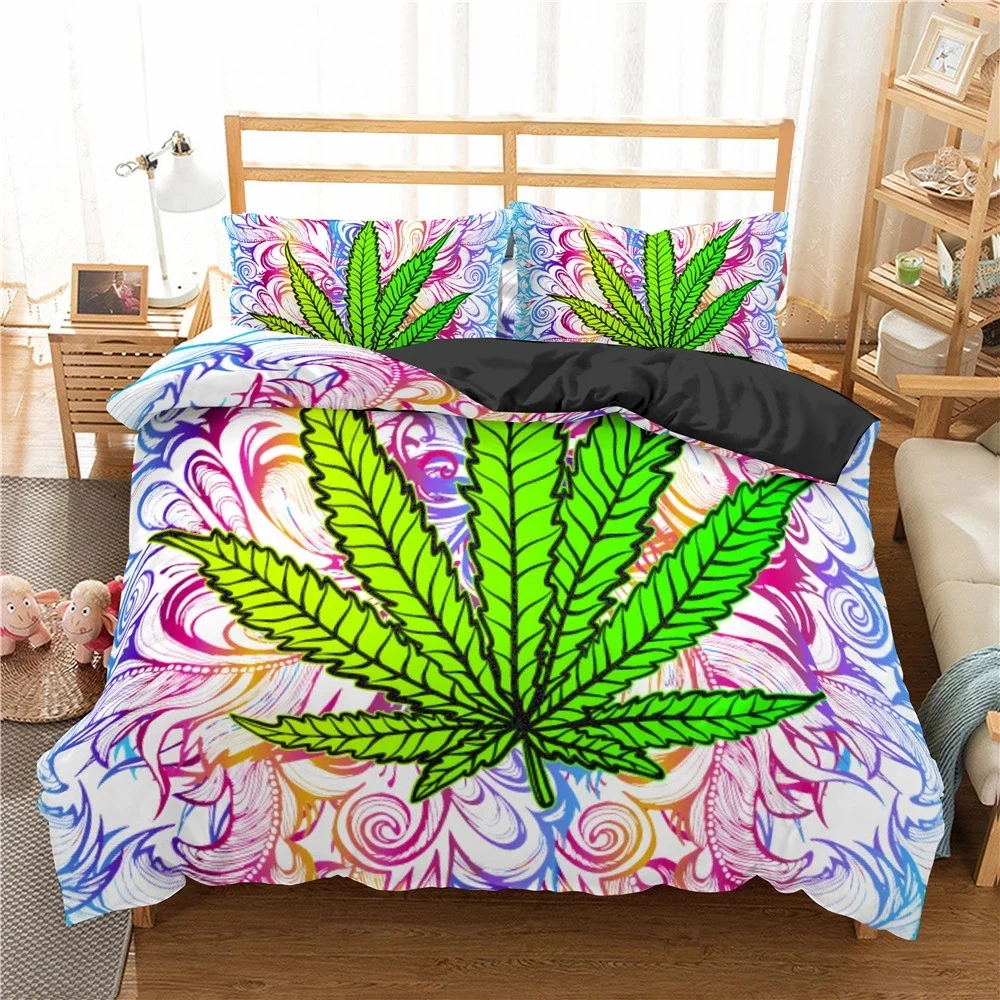 

Leaf HD Digital Print Bedding Sets Duvet Cover+ Pillowcase 2/3pcs Single Twin Queen King bed set US/AU/EU size