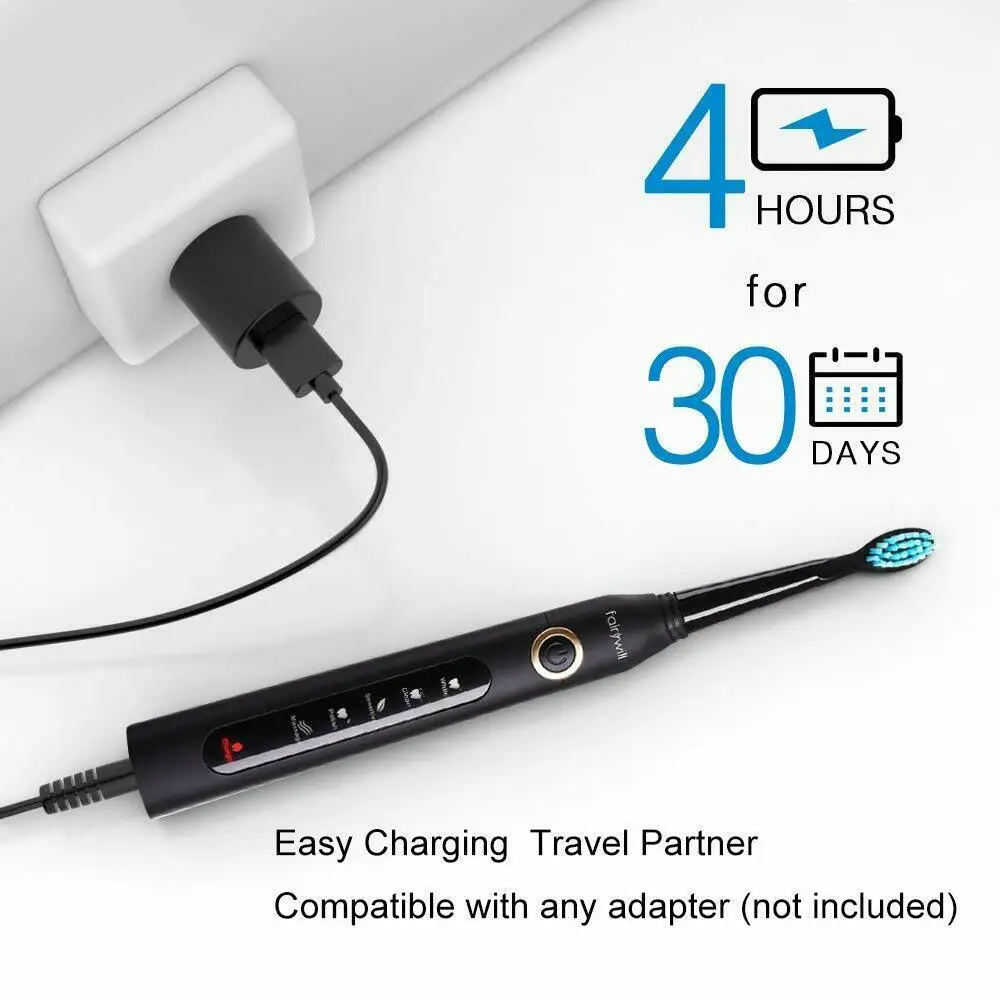 Электрическая зубная щетка Fairywill FW-507 USB зарядное устройство IPX7 Водонепроницаемая