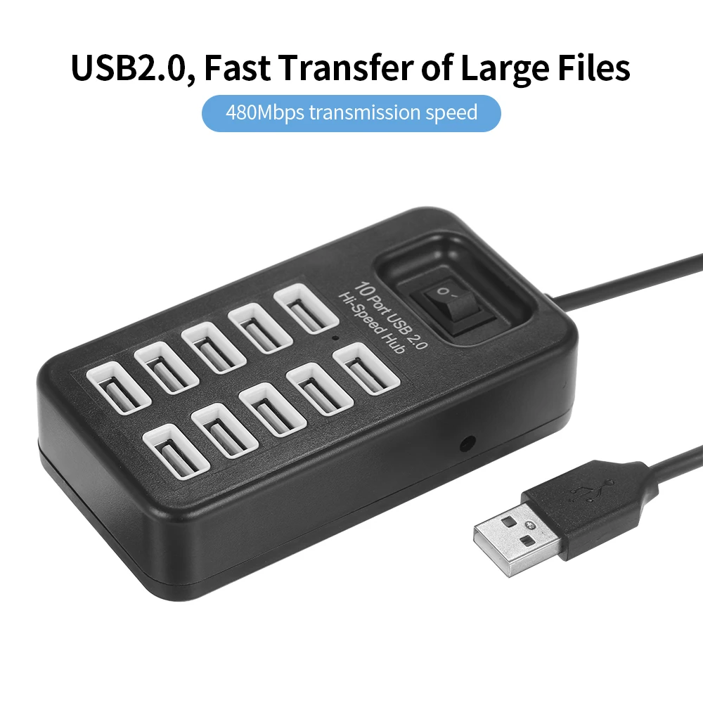 

Высокоскоростной концентратор USB 2,0, 10 портов, одновременное использование, быстрая передача больших файлов, скорость передачи 480 Мбит/с, упр...