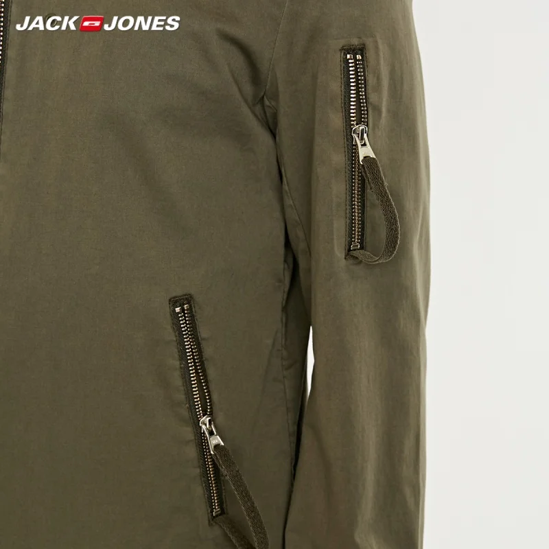 JackJones Мужская однотонная модная прямая бейсбольная куртка с воротником 219121572 |