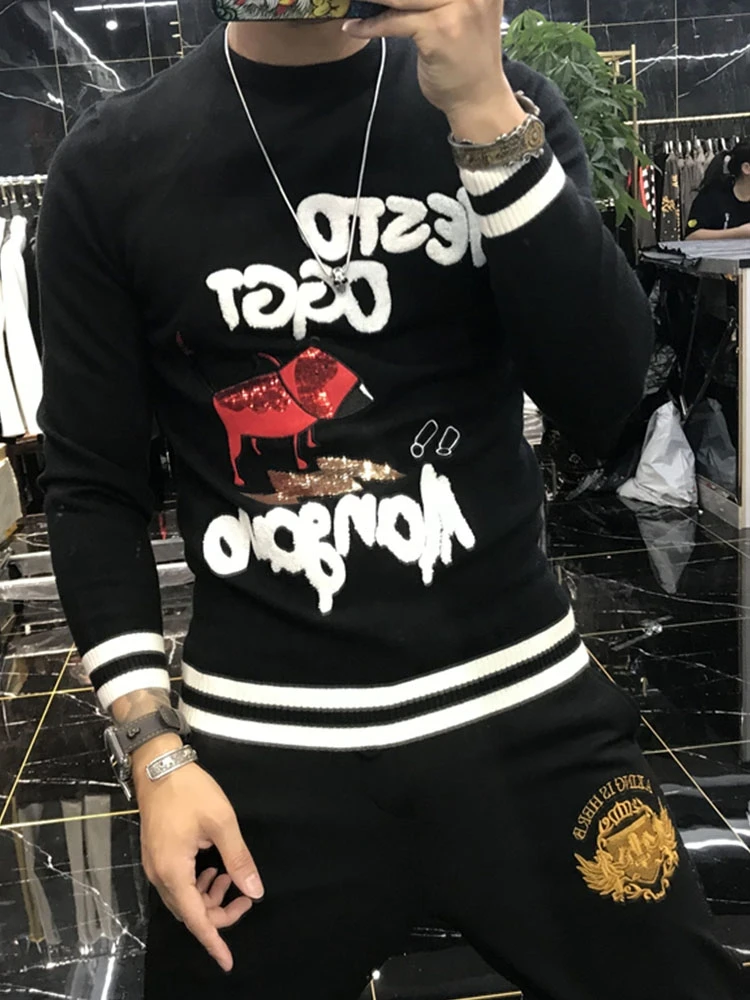 

2021 Autumn And Winter New Men's Brand Warm Pullover Fashion Slim O-Neck Sweater