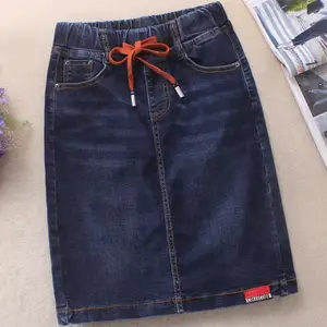 Джинсовая юбка с высокой талией, эластичная, трапециевидная, для осени, размера плюс 3XL!2021