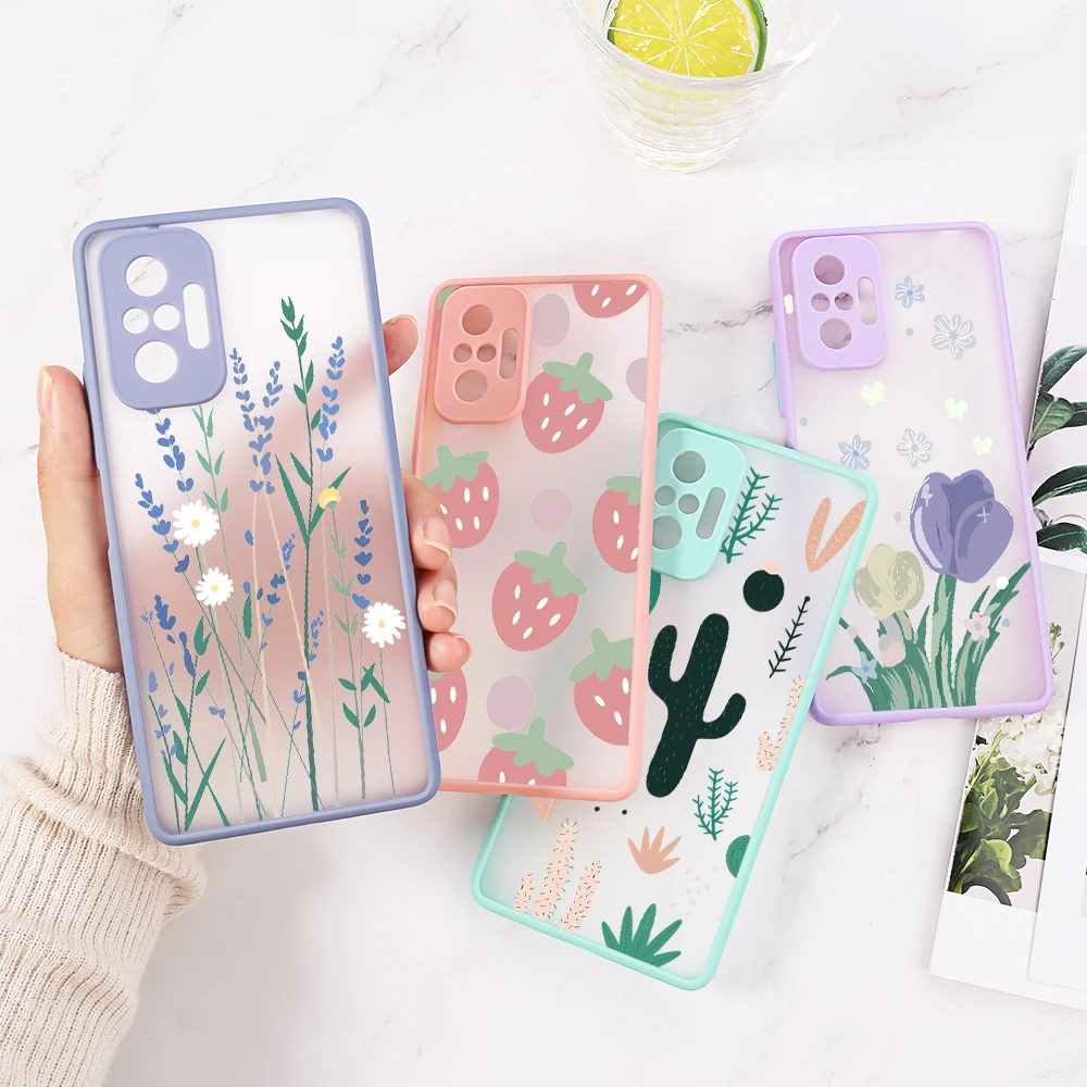 

Phone Case for Redmi Note 10 Case Silicon Funda for Xiaomi Redmi 8 Pro 9 7 10S 9S 9T 9C NFC 9A K40 PC Matte Flower Painted Cover