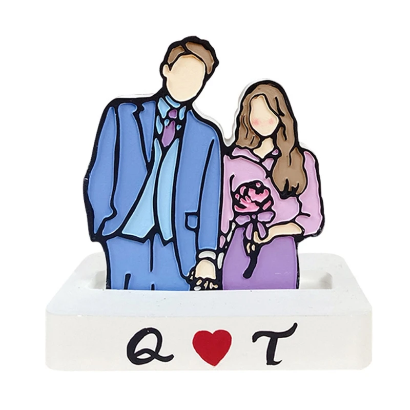 

5Pcs Wedding Photos Gypsum Line Drawing Mold Bride Groom Resin Mold Home Decor