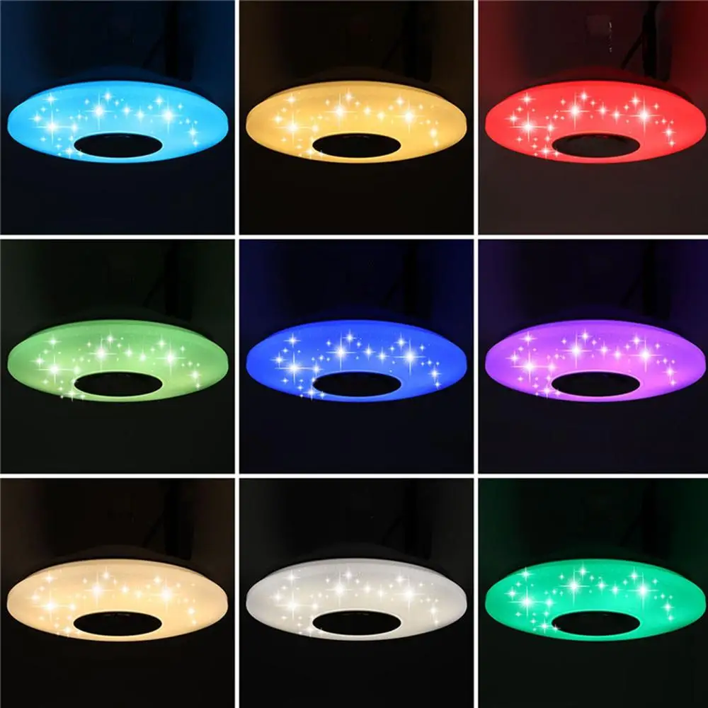 

60W LED Music Ceiling Light RGB bluetooth Speaker Lamp Home Party Bedroom AC220/85-265V Remote Dimmable+APP Smart Colorful Light
