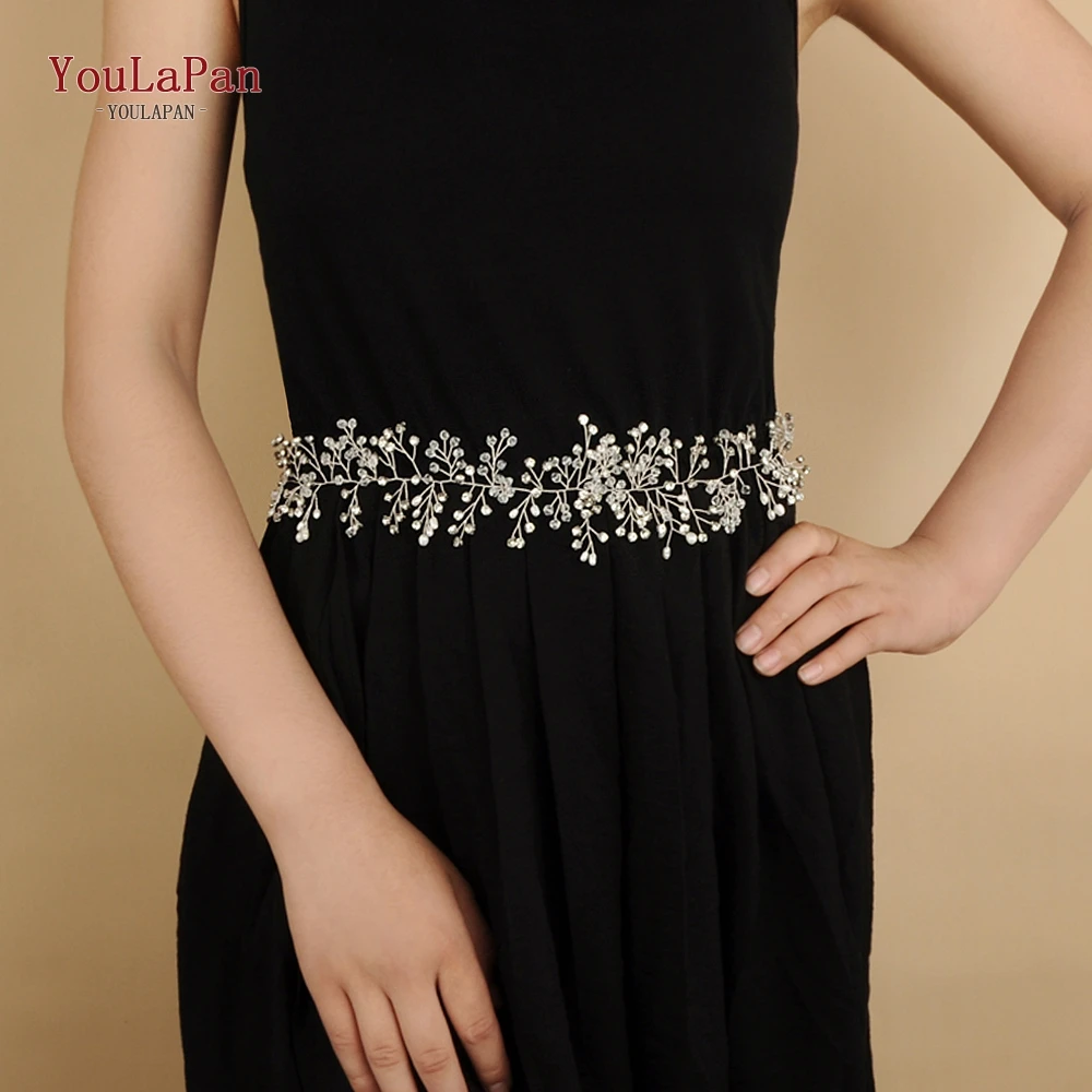 TOPQUEEN SH10 Золотой/Серебряный свадебный пояс для женщин со стразами пресноводный