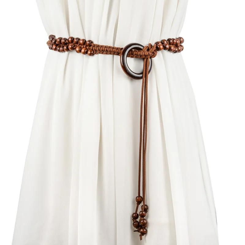 

2018 Fashion Bohemian women belt match dress knitted thin belt Round buckle belt for women ceinture femme tie knot belts AD0384