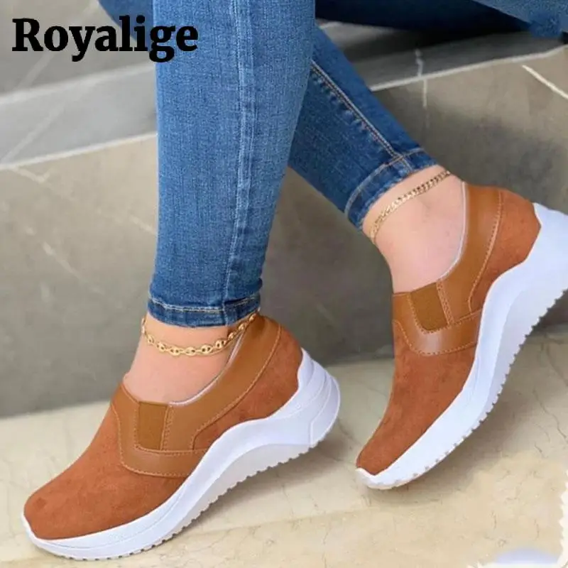 Кроссовки женские на платформе без шнуровки Вулканизированная подошва