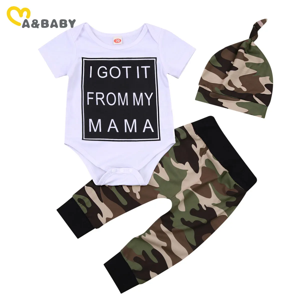 

Ma&Baby 0-18M Summer Camo Toddler Infant Baby Boy Clothes Set Letter Romper Pants Outfits Newborn Boy Costumes