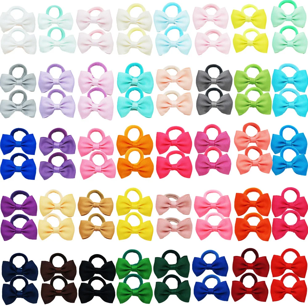 

10Pcs/lot Girls Elastic Hair Ties 2 Inches Kids Hair Bows Hair Bands Princess Hair Rope Elastic Scrunchies Hair Accessories