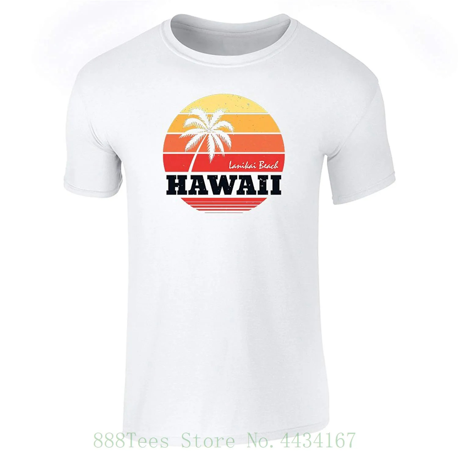 

Hawaii Lanikai Beach Retro Short Sleeve T shirt T Shirt O-neck Fashion Casual High Quality Print T Shirt
