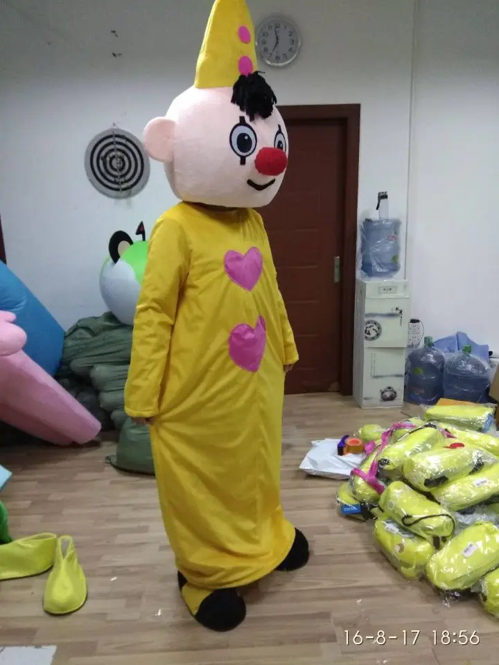 Желтая шапка мальчик мультфильм талисман костюм Взрослый размер Хэллоуин
