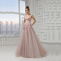 charming hot sale blush pink evening gowns long cap sleeves illusion jewel neck wedding party dresses buttons back appliqued