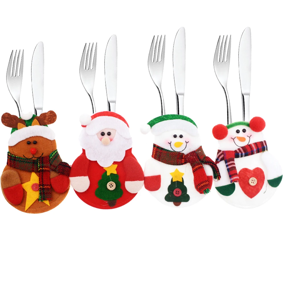 1 шт. Санта шляпа олень Рождество Новый Год карман вилка нож держатель для