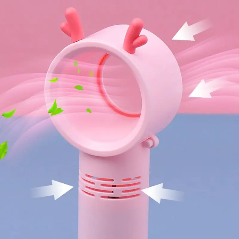 

Mini USB Charging Handheld Bladeless Fan Cute Cartoon Air Conditioning Blower for Home Office Use