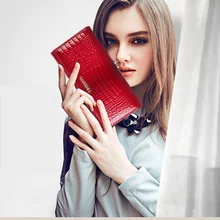 Women Alligator Genuine Leather Long Hasp Wallet Zipper Clutch Bag Purse 2020 Luxury New Coin Purses Card Holder Mobile Phonebag