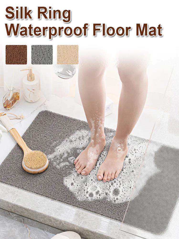PVC Bathroom Rug Non-Slip Quick Drying Loop Tufted Loofah Mat Entryway Mat Easy Clean Carpet Doormat For Restroom Outdoor