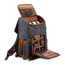 New Arrival Whaterproof Batik Canvas +Genuine Leather Photography Backpack Multifunctional SLR Outdoor SLR Camera Bag