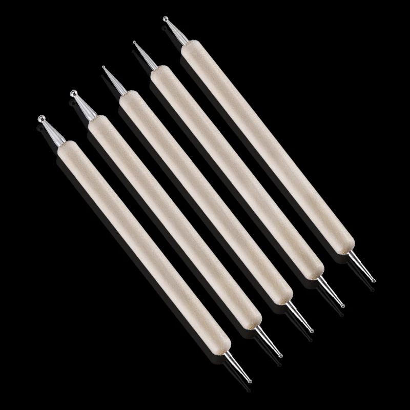 MIUSIE 5 Pcs Wood Marbleizing Dotting Manicure Tools Pen Nail Art Point Drill Dotter Drawing | Дом и сад