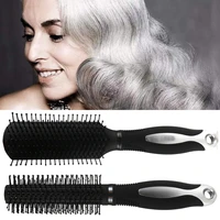 2 silver color metal base abs material roll comb curly hair hairdressing tools men and women anti static modeling hairdressing
