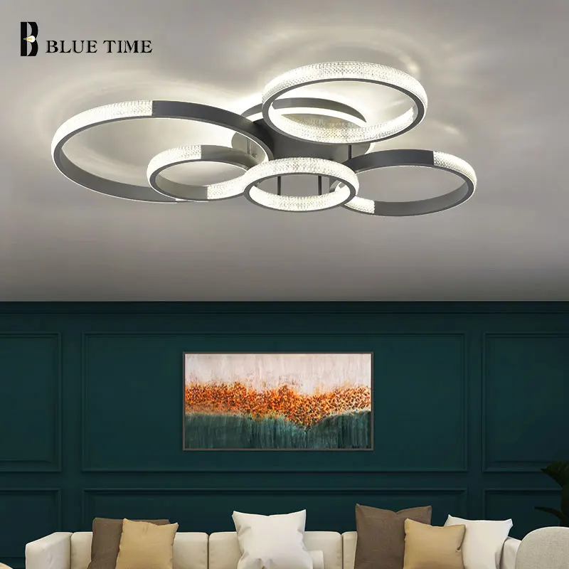 

Modern Led Chandelier For Living room Bedroom Dining room Kitchen Lustre Circles Led Ceiling Chandelier Lighting Luminaires Gray