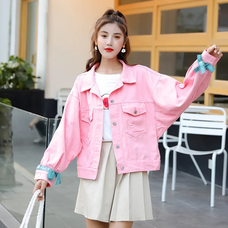 Женская джинсовая куртка с вышивкой весна осень 2020 новый корейский стиль