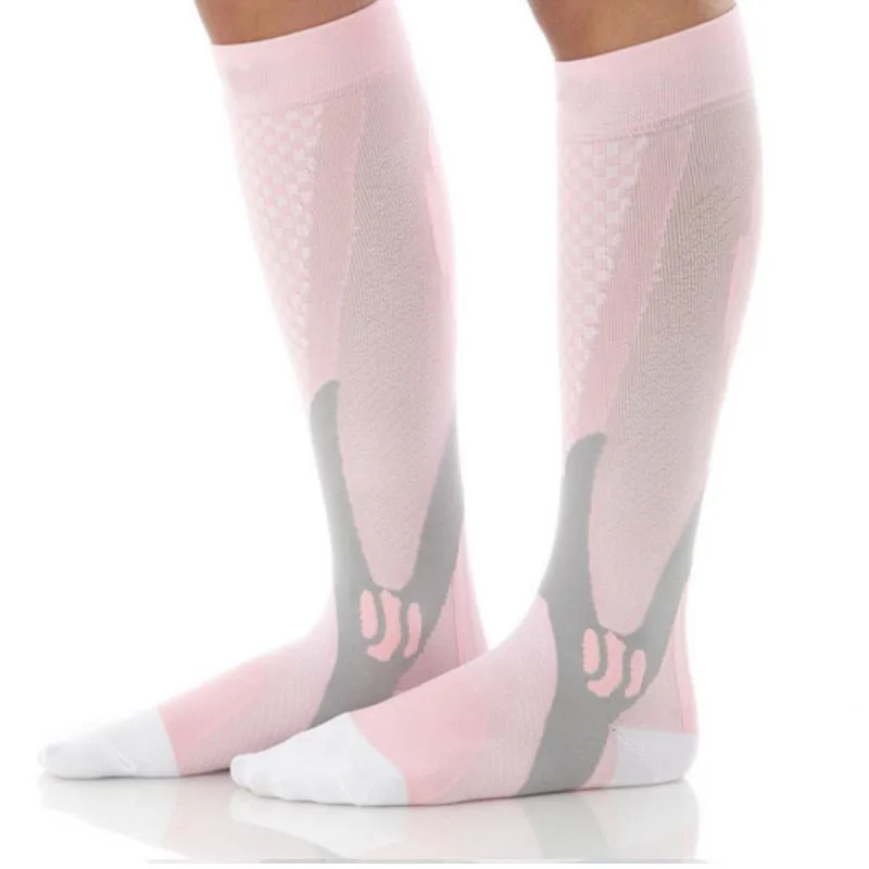 Розовый Compression socks for varicose veins Women Men Leg Stocking Support Stretch Below Knee c football socks - Цвет: Розовый