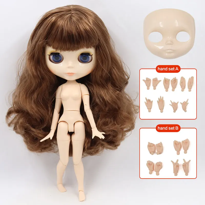 doll hand AB shell ICY Blyth кукла Обнаженная тела 30 см игрушки BJD белое блестящее лицо с дополнительными руками AB и Лицевая панель 1/6 DIY модные куклы подарок для девочки - Цвет: doll hand AB shell