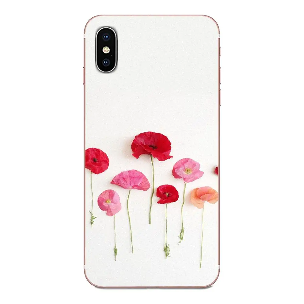 Red Poppies On Black Style Cornflowers For Huawei Honor Mate 7 7A 8 9 10 20 V8 V9 V10 V30 P40 G Lite Play Mini Pro P Smart | Мобильные