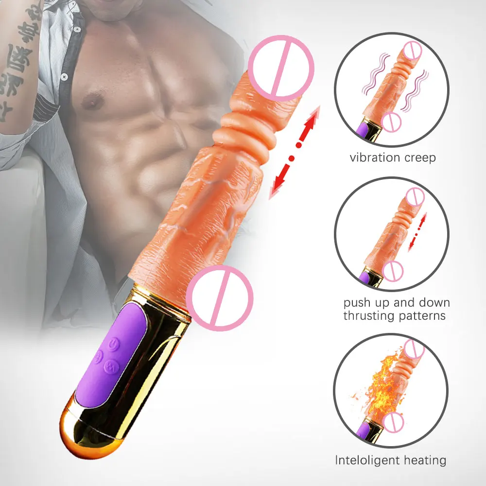 Женский автоматический телескопический нагревательный Пенис Вибратор для