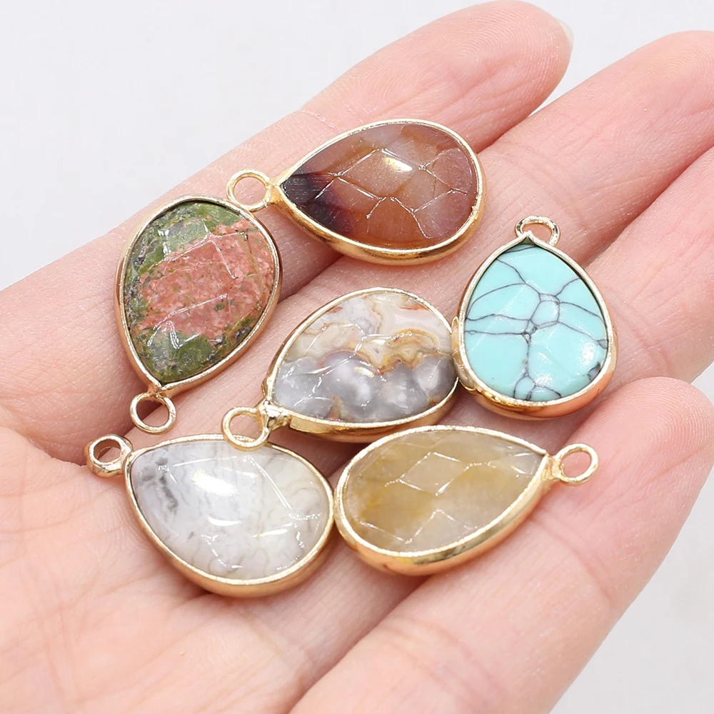 

6pcs Natural Stone Water Drop Shape Phnom Penh Exquisite Pendan For Jewelry Making Earrings DIY Necklace Accessories 15x24mm