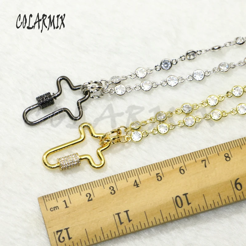 

3Pcs Handmade Screw Spiral cross Clasp necklace Buckle pendant necklace fashion Cross jewelry Chain necklace 50630