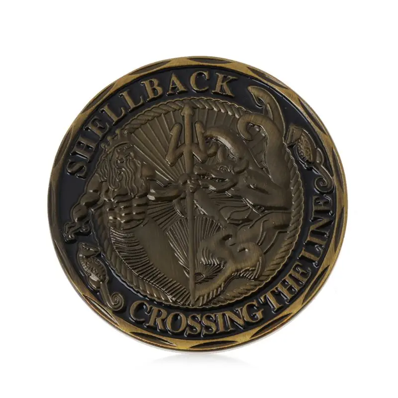 Позолоченный США темно-синий Shellback Пересечение линии моряка памятная монета подарок