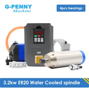 Комплект шпинделя с водяным охлаждением 220 кВт ER20 380 В100 в кВт и HY 4 кВт инвертор и кронштейн шпинделя мм и водяной насос 75 Вт трубка 5 метров