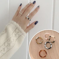 resin retro rings for women korean color mixing minimalist thin leopard ring aesthetic jewelry party accessories girls gift