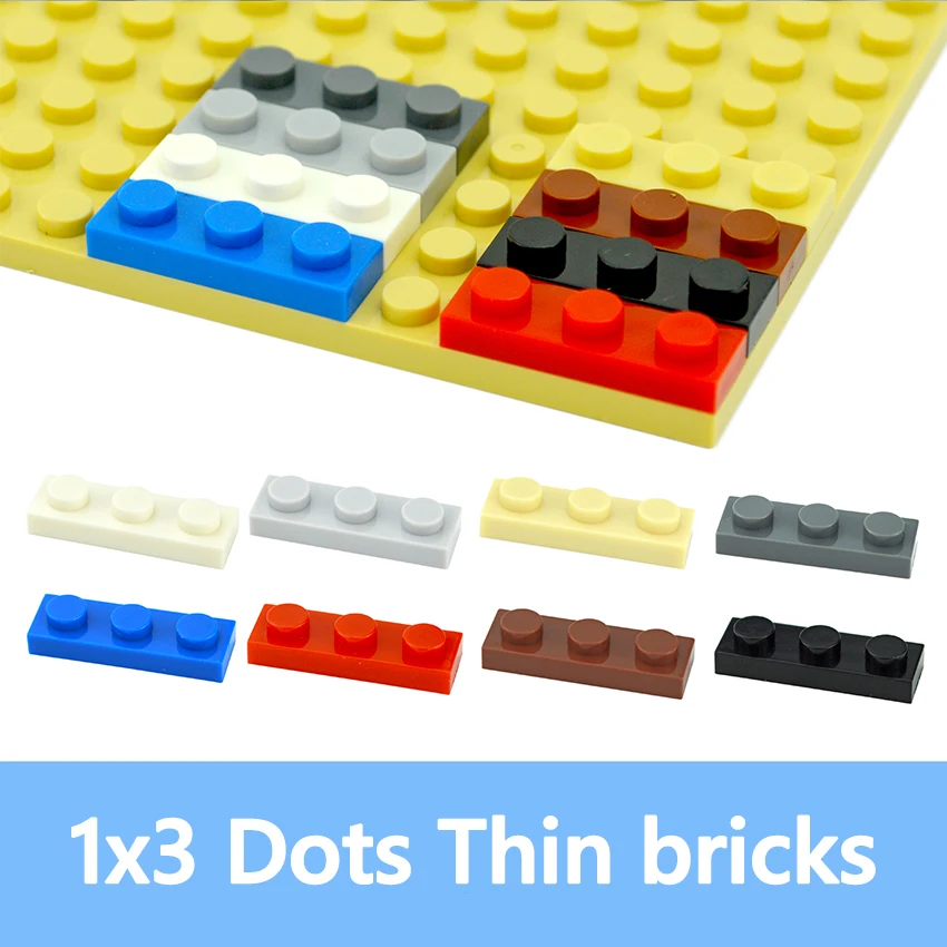 

100PCS DIY Building Blocks 1*3 Dots Thin Figures Bricks 1x3 Dots Educational Creative Size Compatible With 3623 Toy for Children