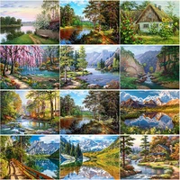 new 5d diy diamond painting houses diamond embroidery landscape cross stitch crafts full square round drill home decor art gift