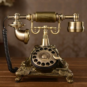 european antique telephone rotary dial design retro landline phone with mechanical ring speaker and redial function for home free global shipping