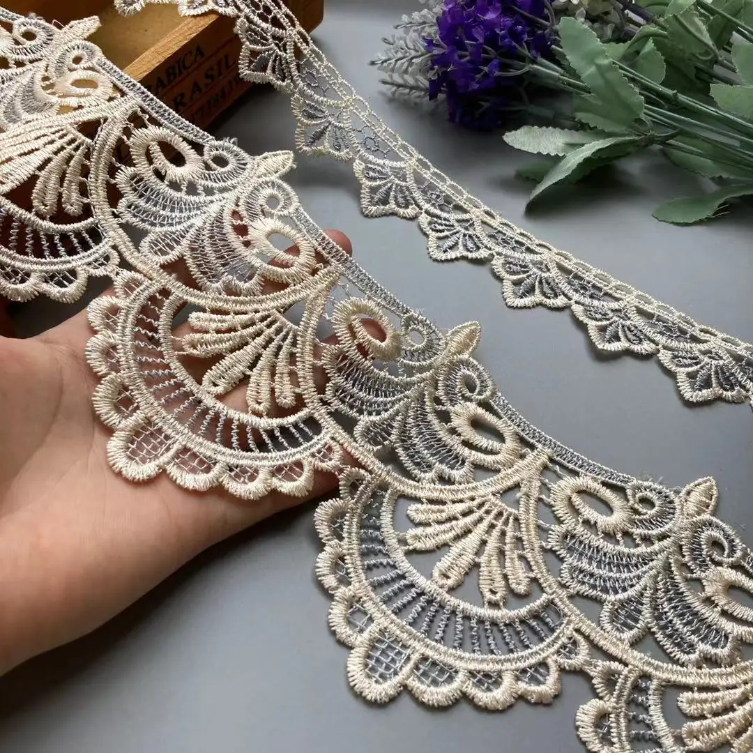 

2 yards Grey Lace Trim Ribbon for Home Textiles Curtains Sofa Covers Cushions Embroidered Tape Trimmings Polyester Sewing Fabric