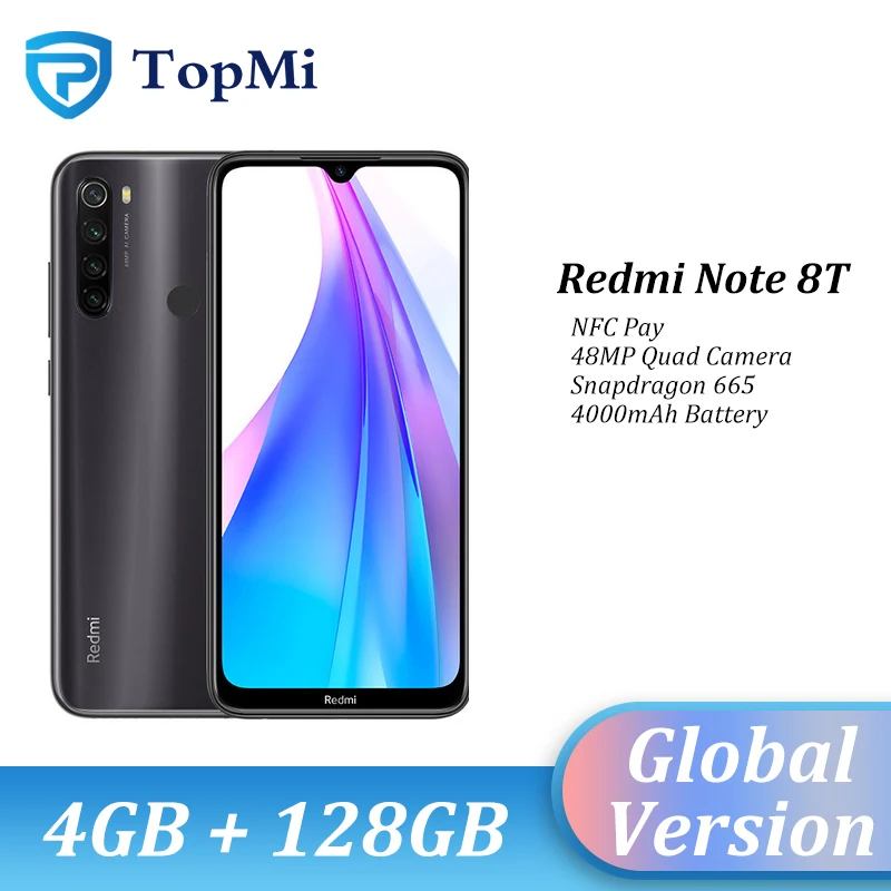 Новая глобальная версия Xiaomi Redmi Note 8 T 4 Гб ОЗУ 128 ПЗУ смартфон 48мп четыре камеры NFC