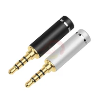 3 5mm 4 pole balanced gold plated copper hifi earphone plug audio jack metal adapter diy headphone soldering wire connector 3 5