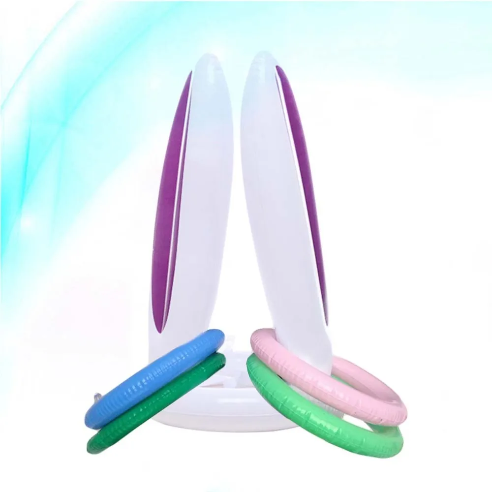 

5pcs Inflatable Bunny Rabbit Ears Ring Toss Game Fun Indoor Outdoor Toss Game Kids Party Favor Toys (1 Rabbit Ear and 4 Rings)