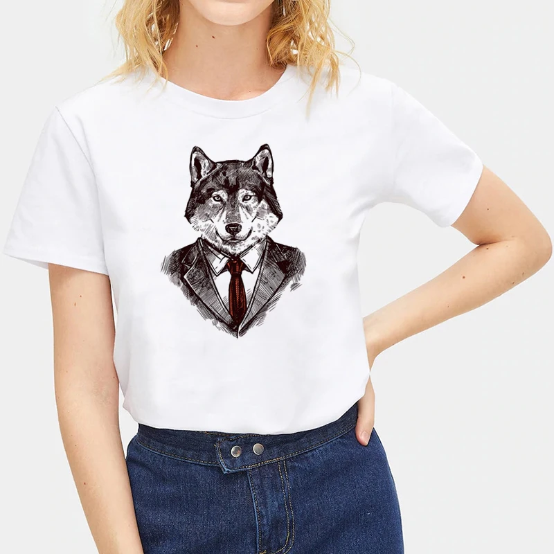 Повседневная Свободная Летняя женская футболка с забавным животным принтом