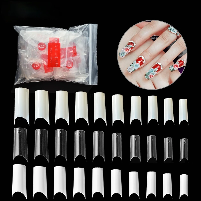 Tubo de Água de Venda Quente Forma Plástico Unhas Falsas Francês 500 Peças Caixão Dicas Prego Acessórios c um