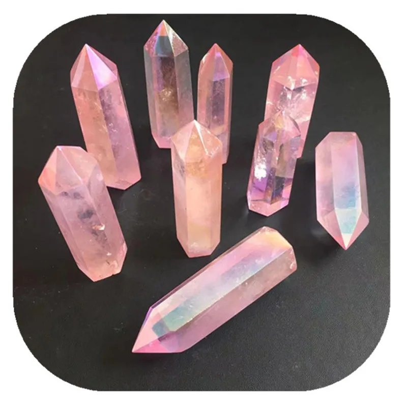 

Розовая прозрачная кварцевая палочка Aura, точечная Хрустальная башня для исцеления Рейки, лидер продаж