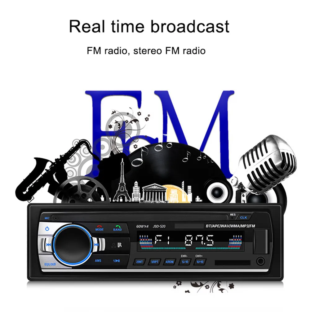 Car Radio1 Din 24V Bluetooth Stereo MP4 MP3 LCD Player USB AUX RCA MMC U Disk Handfree Autoradio With Remote Control | Автомобили и