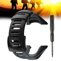 watch strap rubber watchband screwdriver with stainless steel clasp kit replacement for suunto ambit silicone watch strap
