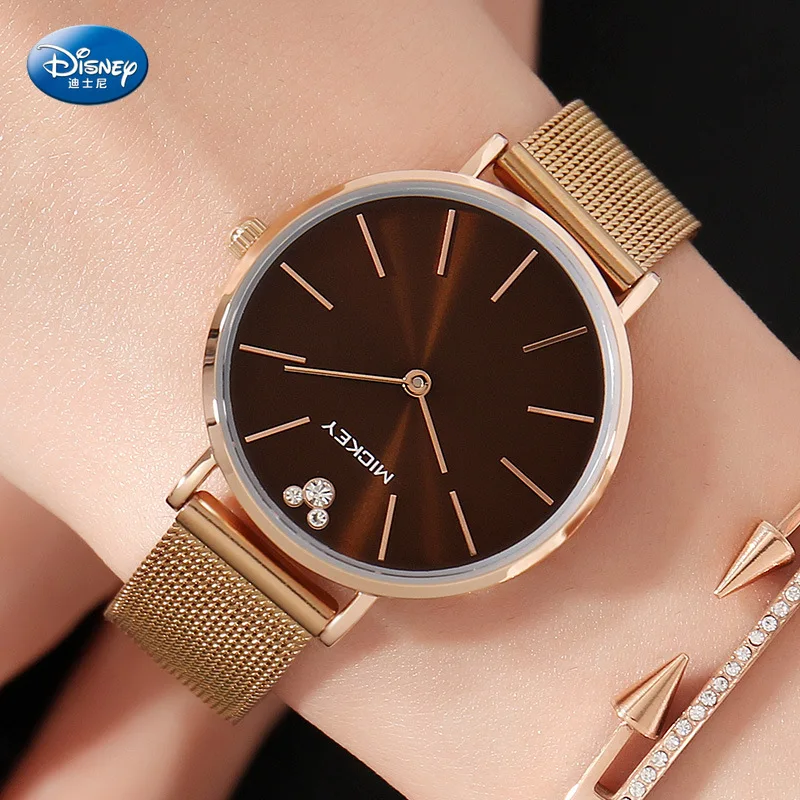 

Disney Mickey Mouse Women Quartz Watch 3Bar Waterproof Simple Fashion Cute Round Women Watche Gift Alloy Buckle Stainless Steel
