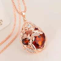 80cm classic fashion rose and color crystal necklace for women pendant with coat sweater jewelry