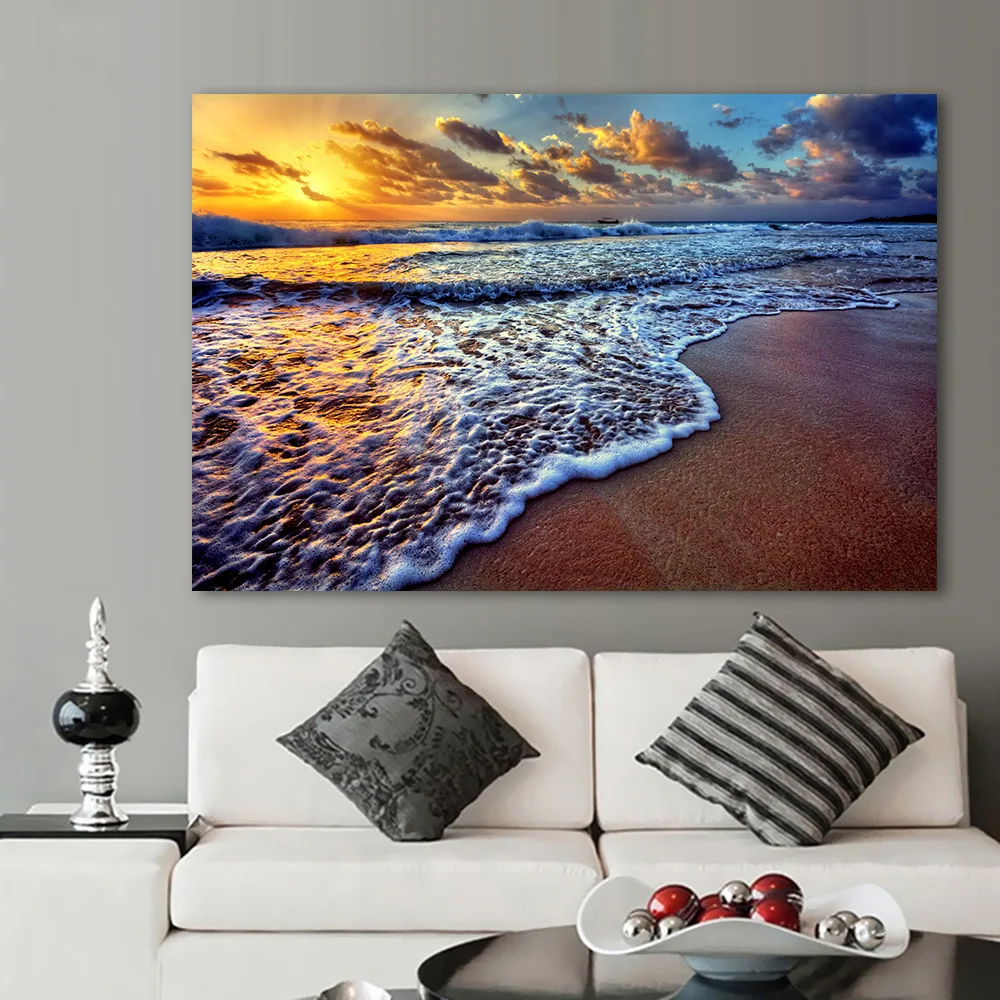 Современное домашнее искусство один абстрактный закат пляж декоративный холст